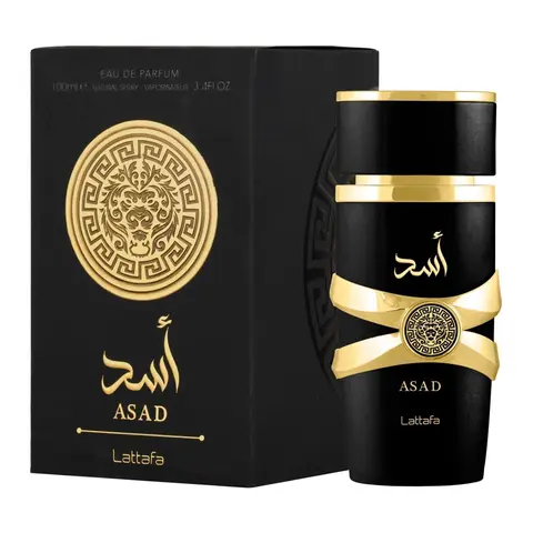 Lattafa Asad Eau de Parfum Spray for Men, 3.4 Oz (100ml) Single Item, Luxury Arabic Men's Fragrance, Bold Exotic Arab Perfume, Deodorant Gift
