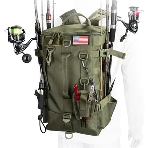 Large Storage Fishing Backpack Tackle Bag with Rod Holders, Tackle Box Backpack, Ideal Fishing Gift