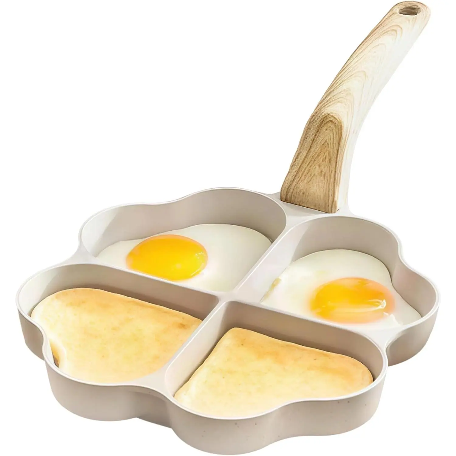4-Hole Heart-Shaped Nonstick Omelette Pan - Durable Synthetic Material, Fast Heating, Easy to Clean, Induction-Safe, Compatible with Multiple Stoves for Breakfast, Romantic Meals