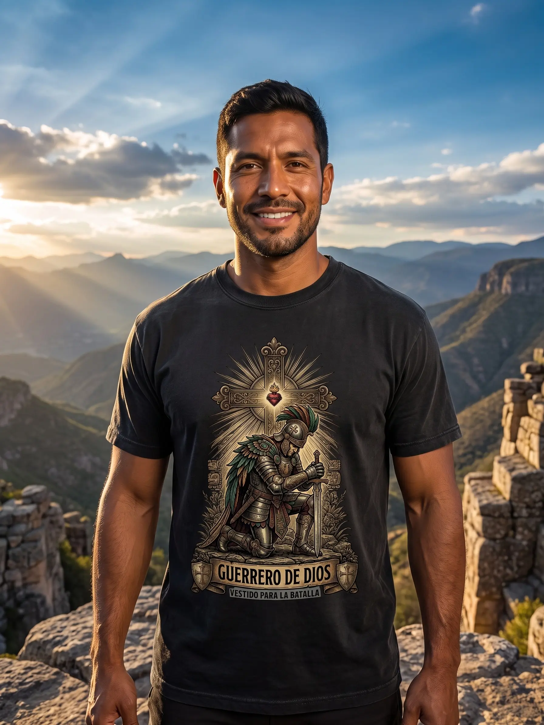 Saint Michael Archangel T-Shirt – Guerrero de Dios San Miguel Catholic Devotional Tee...
