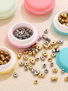 Macaron Storage Box Set, Includes 1pc Macaron Organizer & 10pcs Gold Silver Color Irregular Beads, Ideal for Jewelry Making Accessories