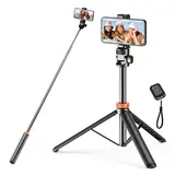 61-in Aluminium Smartphone Selfie Stick with Wireless Remote Ctrl, Upgraded Stable Tripod Stand, Nylon6/6 Phone Holder - Vlogging Equipment for iPhone 17/16/15/14/13 & Cellphones, Travel Use, Manufacturer Warranty,techvibes