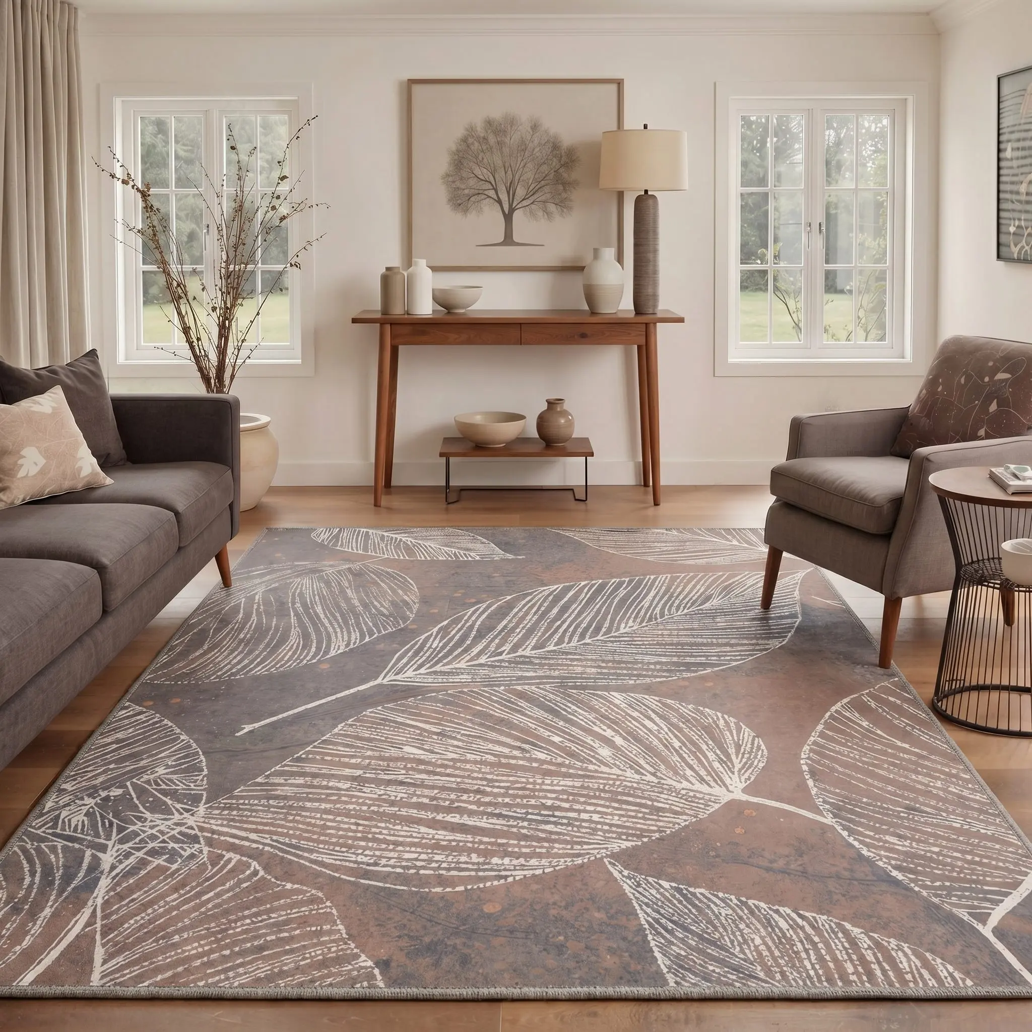 【Deals For You Days】BEIMO Home Carpet – Soft, Non-Slip, Pet Friendly, Machine Washable Rug, Area Rug Ideal for Living Room, Bedroom, Kitchen, Hallway ,ARN3242-OCHRE LEAF