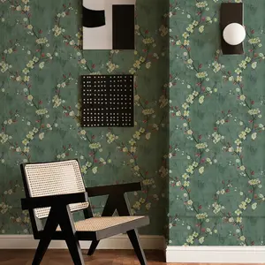 1 Piece American Vintage Emerald Green Self-Adhesive PVC Wallpaper | Peel-and-Stick Wall Covering for Live Stream Backdrops & Home Decor | Multiple Sizes: 45cm*300cm/500cm/1000cm (17.72in*118.11in/196.85in/393.70in)