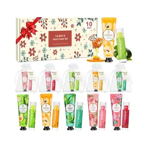 20 Pack Bulk Gifts Lip Balm & Hand Cream Set With Organza Bag Thank You Card Bridal Wedding Favors Baby Shower Christmas Stocking Stuffers