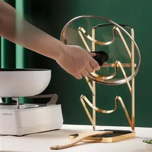 Multifunctional Kitchen Storage Pot Rack, Iron Lid Organizer, Space-Saving Cookware Holder, Durable Metal Design, Ideal for Home Kitchens