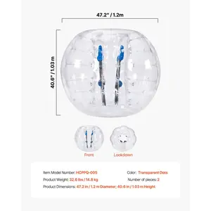 VEVOR Inflatable Bumper Balls 2-Pack, 4FT/1.2M Body Sumo Zorb Balls for Teen Adult, 0.8mm Thick PVC Human Hamster Bubble Balls for Outdoor Team Gaming Play, Bumper Bopper Toys for Garden, Yard, Park