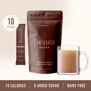 Beam Dream Nighttime Hot Cocoa — 10 Servings for Sleep Support (Cinnamon Cocoa, Brownie Batter, or Sea Salt Caramel, Melatonin + L-Theanine + Magnesium, No Added Sugar)