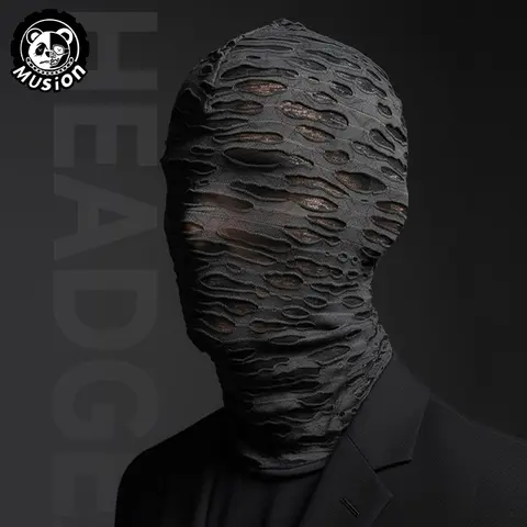 Musion Edgy Gothic Punk Ripped Ski Mask, Ski Face Mask by Ftxo, Windproof Stretchy Distressed Design, Breathable UV-Protective for Skiing Cycling Halloween
