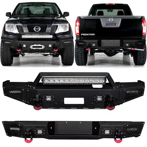 Vijay Black Steel Front/Rear Bumper For 2005-2021 Nissan Frontier w/ LED Lights Sensor Hole