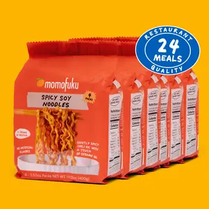 Momofuku Spicy Soy Noodles 24 Packs Instant Food Restaurant Quality 4 Packs 3.53oz Each