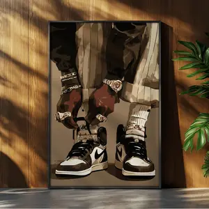 Black Man Sneaker Wall Art, Shoe Wall Art, Black Wall Art, Sneakerhead Art Poster, Hypebeast Male Poster, No Frame