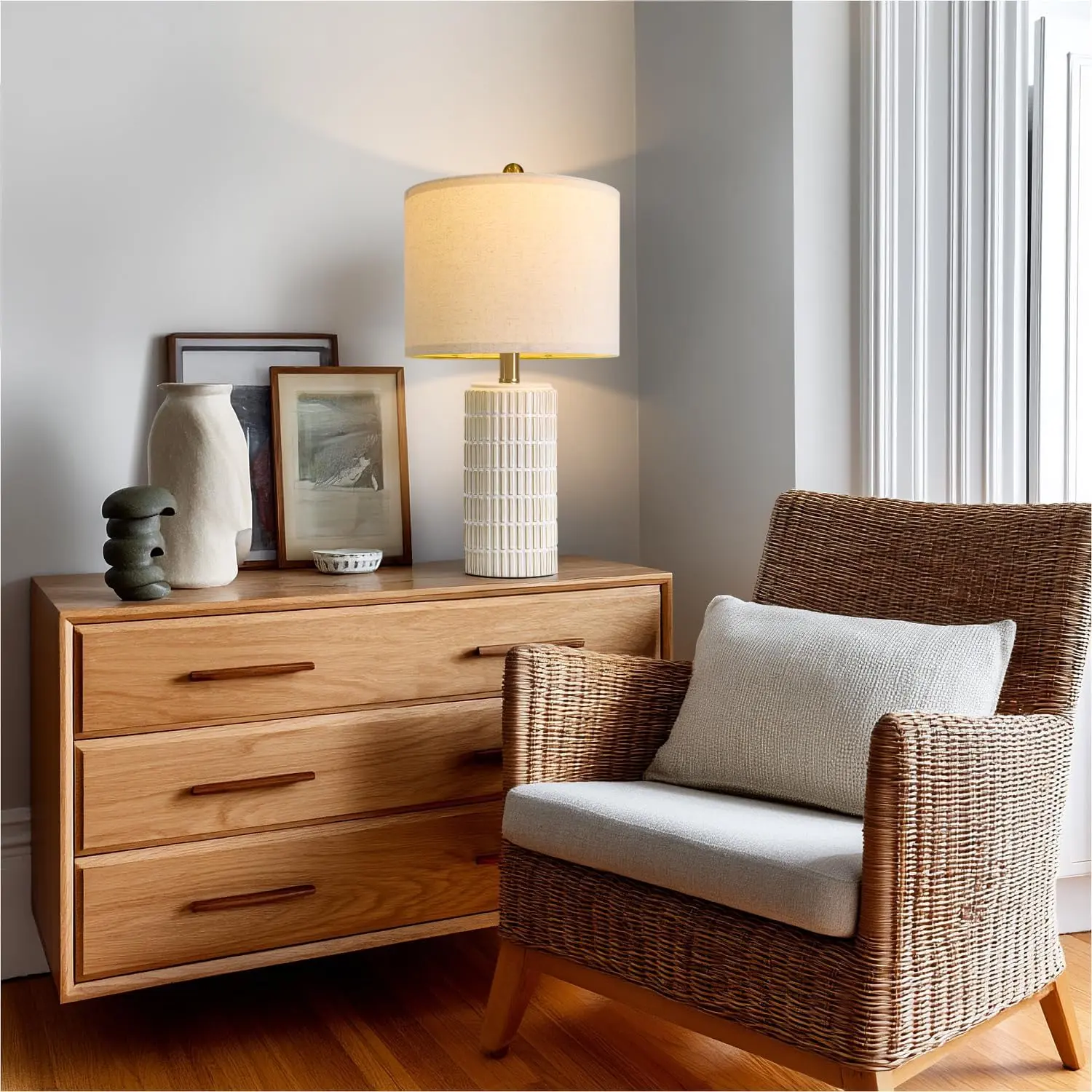 20.75" Small Modern Ceramic Table Lamps Set of 2 for Bedroom, White Bedside Lamps for Night Stands, Farmhouse Desk Decor Gift Nightstand Table Lamps for Living Room End Table Beige 20.75" Small Modern Ceramic Table Lamps Set of 2 for Bedroom, White Bedside Lamps for Night Stands, Farmhouse Desk Decor Gift Nightstand Table Lamps for Living Room End Table Beige