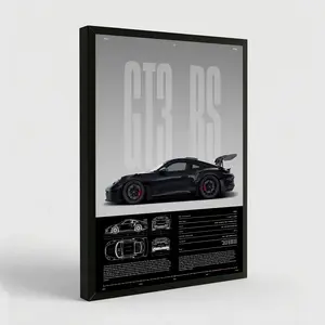 NBHYK Porsche 911 GT3 RS Super Car Posters for Boys Room Racing Car Wall Art for Men Guys Sports Car Wall Decor Abstract Pattern Print Eco-Friendly Material