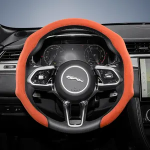 For JAGUAR Alcantara Leather Steering Wheel Cover Suede Quick-install Design All-season Anti-slip Sweat-absorbing For F-PACE/E-PACE/I-PACE/F-TYPE/XF Black Orange Red Pink Green White