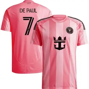 Unisex Soccer/Football Inter Miami CF/Argentina Team Rodrigo De Paul #7 Playoffs MLS 2026 Presagio Replica Jersey - Pink/White/Black VX5