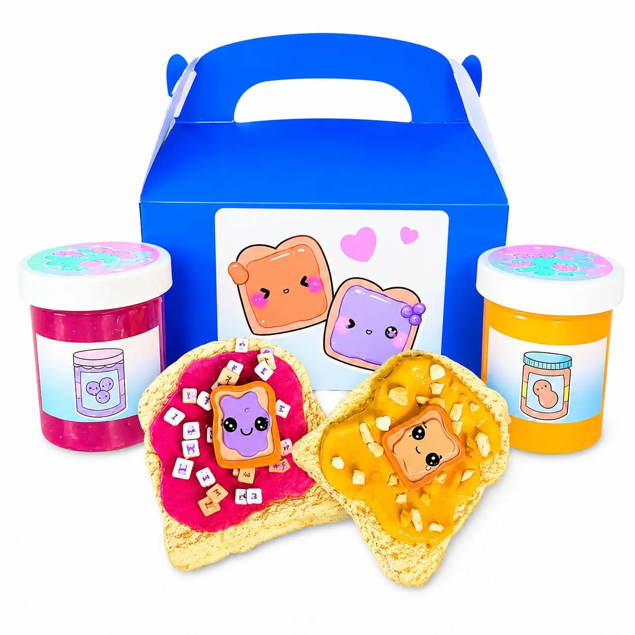 PB&J Slime Kit – DIY Butter & Jelly Slime Set with Clay Toast Golden Dumpling Squishy Handmade Taba Squishy