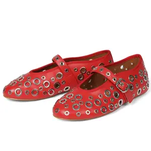 Mesh Ballet Flats for Women Buckle Strap Ballerina Flats Comfy Casual Daily Dress Perforated Mary Jane Flats