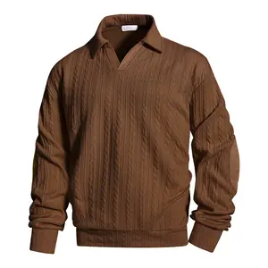 American Vintage Cable Knit Polo Collar Autumn Winter Casual Knitted Sweater