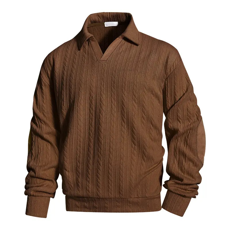 American Vintage Cable Knit Polo Collar Autumn Winter Casual Knitted Sweater Knitwear Beige tiktok shop tiktok shop deals streetwear amazon fashion men clothes gifts for him