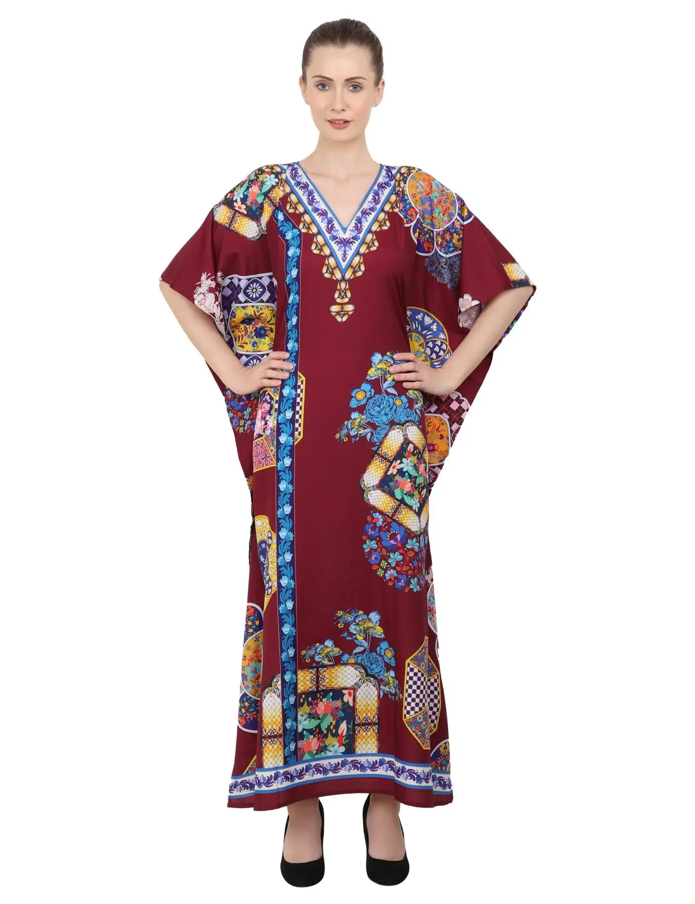 Miss Lavish London Women's Kaftan Suiting Teens to Adult in Regular to Plus Size - 145-MAROON 14-18