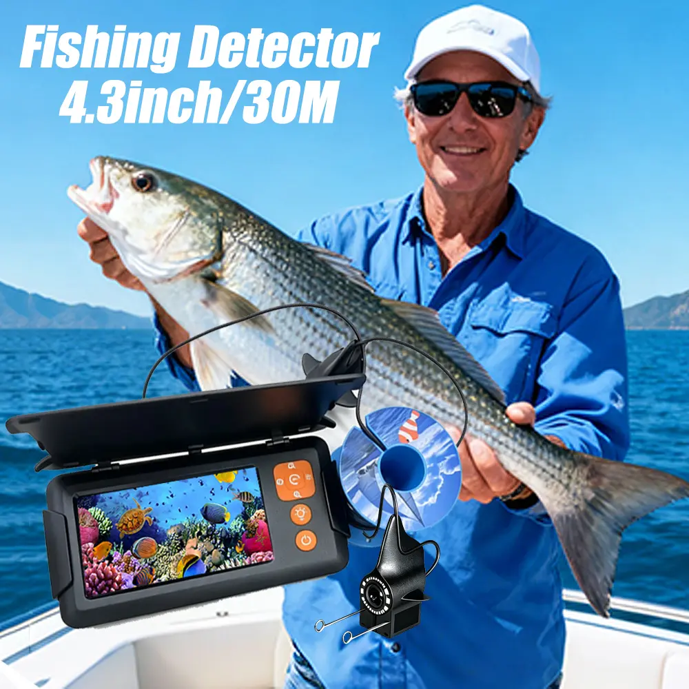 4.3inch Screen Fishing Detector, 1181.1inch Underwater Fish Endoscope, 1080P High-definition Display, Built-in 5000mAh Battery, Supports TYPE-C Charging with 8 LED Detection Lights, Adjustable Brightness, Suitable for Outdoor Fishing