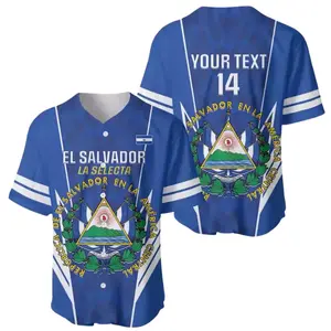 El Salvador La Selecta Baseball Jersey, Custom Name Number Shirt, Personalized Blue Flag Button Up Jersey, Family Pride Gift for Men Women