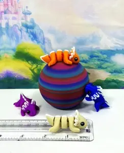 4pcs 3D Printed Mini Axolotl and Egg, Articulated Mini Axolotl Fidget Toy, Colorful Tiny Animal Toy, Executive Desk Toy, Home Decor MA001-RBW1 Eye Nature