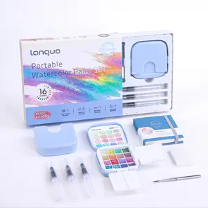 Portable Watercolor Set with Bucket, Paints, Palette, Brushes, Sketchbook, Lightweight, Ideal for Art Projects, Students, Artists