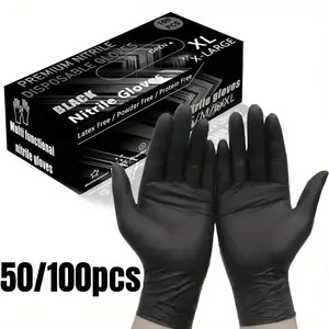 One-Use Pure Nitrile Gloves Thick Durable Oil Resistant, Ideal for Cleaning & Industrial Use, Comfortable Fit Design, Disposable Nitrile Gloves