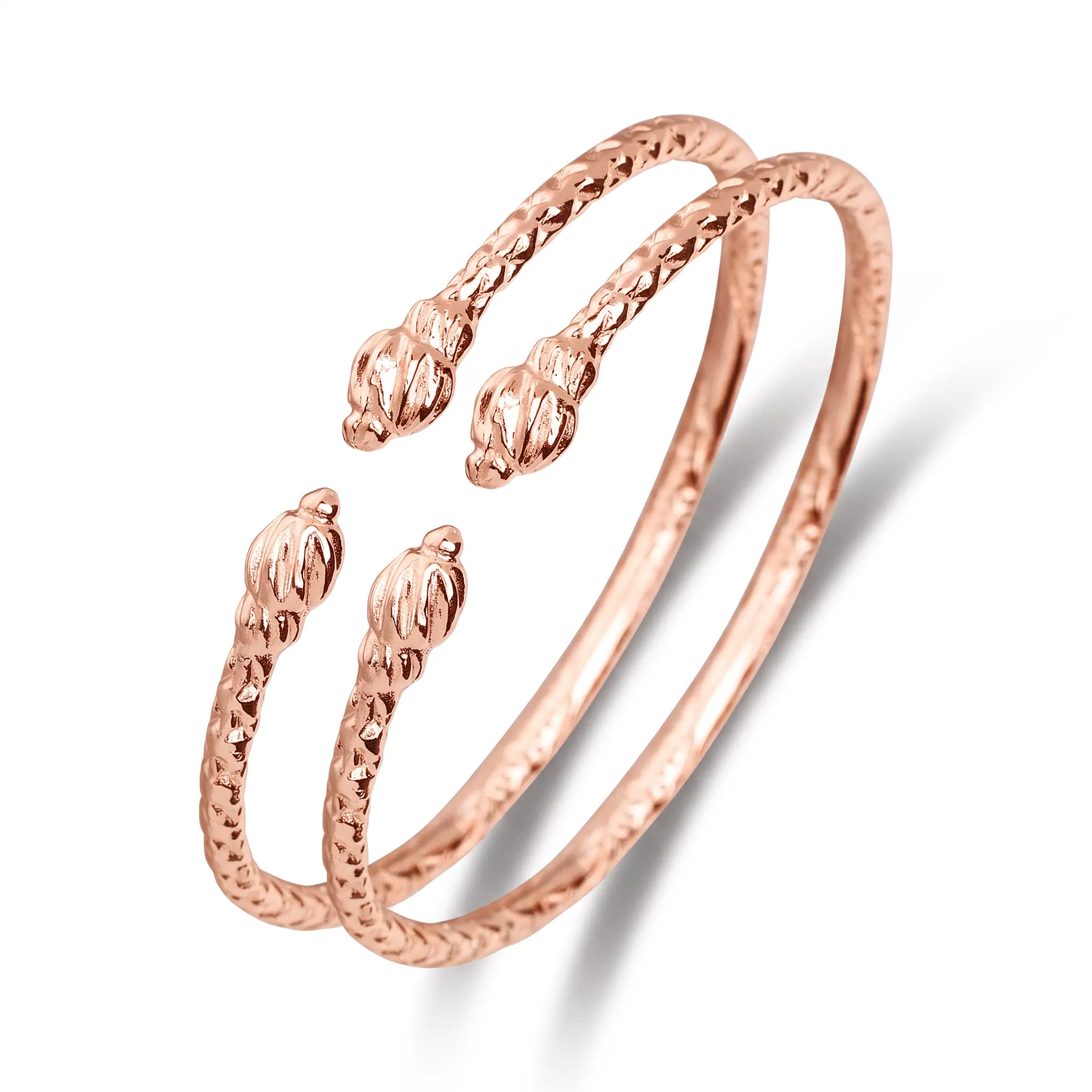 Baby Copper Metal Bangles Bracelets - Better Jewelry with Twisted Ends and Soft Points, West Indian Style, 1 Pair, Pair Set