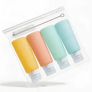 Micebay Condiment Squeeze Bottles for Sauces, 6-oz Mini Silicone Dressing Containers with Reusable Bag, Leakproof Sauce Bottle for Meal Prep, Travel, and Bento Boxes, 4 Pack, Candies