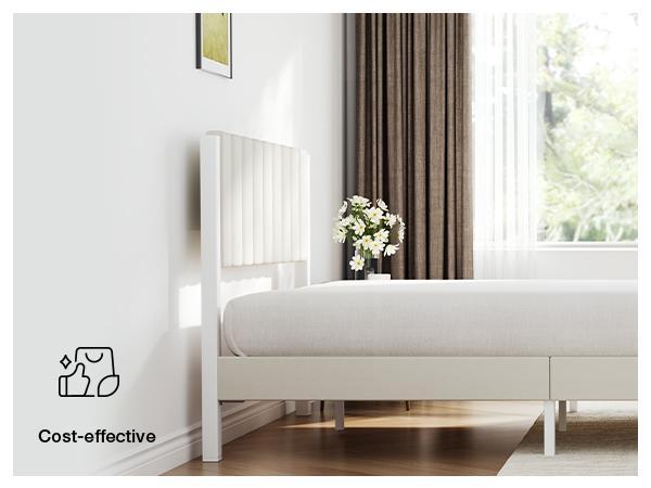 Bed Frame Upholstered Platform Full/Queen/King Bed Frame with Adjustable Headboard, Strong Weight Capacity, No Box Spring Needed, Easy Assembly, Grey Modern Unique Bedroom Furniture