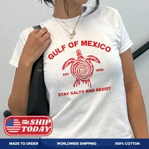 Gulf Of Mexico Y2K Baby Tee Shirt American Gulf Of Mexico Shirt American Pride Tee 90s Aesthetic Shirt Trendy Graphic Shirt Gift For Her