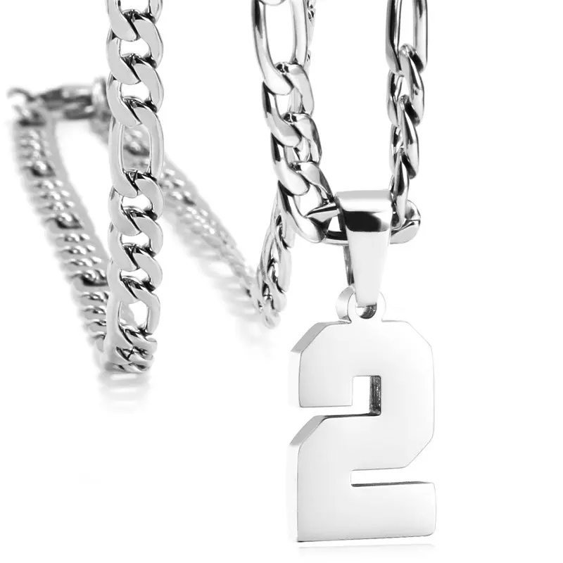 Number pendant necklace, stainless steel jersey number necklace for men and women 2000s jewelry