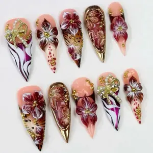 3D floral press on nails