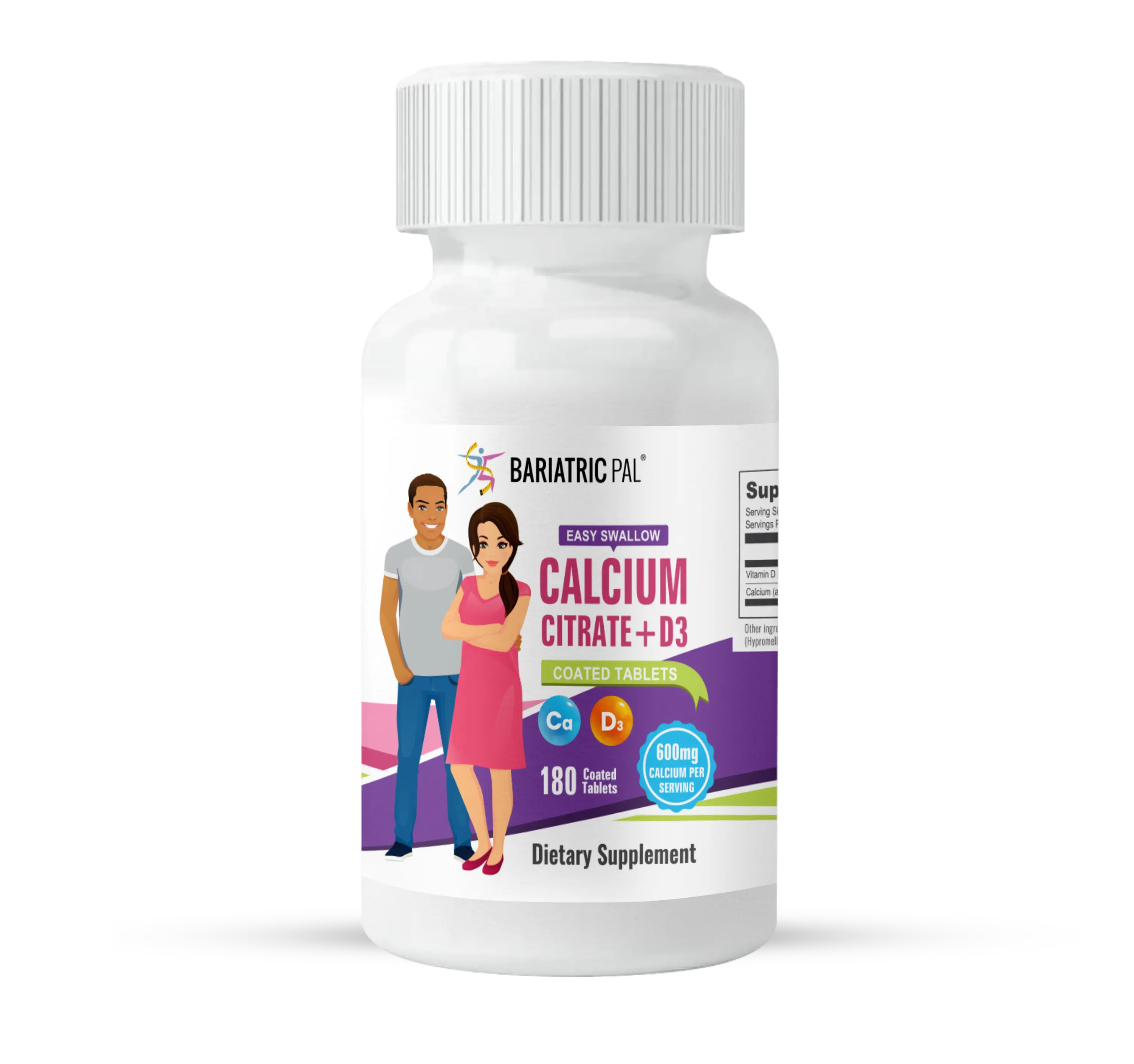 BariatricPal Easy Swallow Calcium Citrate (600mg) and D3 Coated Tablets