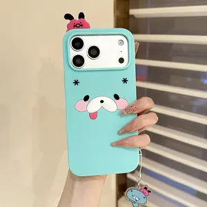 Cartoon Cute 3D Rabbit Silicone Smartphone Case Suitable For iPhone 17 16 15 14 13 12 Pro Max Adorable Shockproof Protective Cover