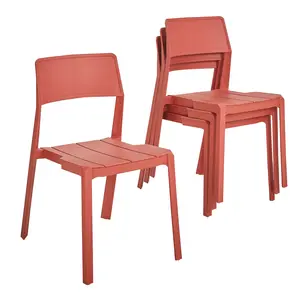 VECELO Outdoor Patio Dining Chairs Set Of 4, Stackable Plastic/Resin Side Chair For Indoor Outdoor, 4 Pieces Bistro Chairs For Balcony, Garden, Backyard