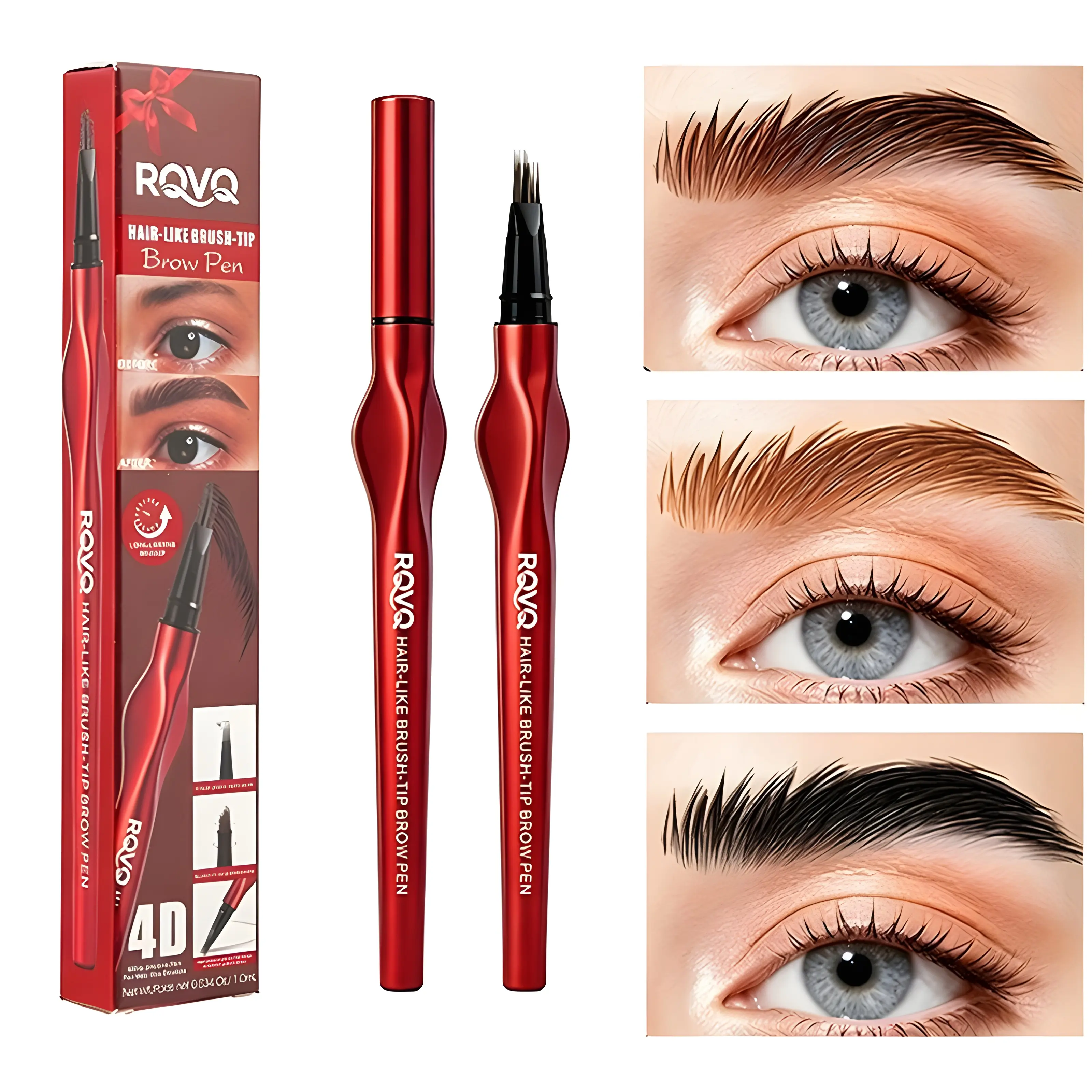 4D Eyebrow Pencil: Achieve a microbladed brow effect at home. Waterproof and long-lasting, no smudging. The multi-pronged tip design creates natural, realistic hair-like strokes. An essential choice for daily use, outdoor activities, and travel., Makeup,s