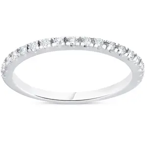 1/4ct Diamond Ring Stackable Engagement Womens Wedding Band 10K White Gold