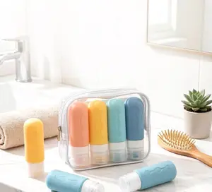 4 Pack Leak Proof Travel Size Bottles | TSA Approved Refillable Toiletry Containers for Shampoo Conditioner Lotion