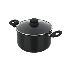 5-Quart Nonstick Black Aluminum Dutch Oven with Glass Lid, Dishwasher Safe, Easy Clean