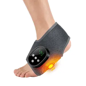 Wireless Heated Vibration Ankle Massager, NTC anti-scald control, digital display buttons, adjustable velcro, dual wearing styles, foot relaxer for home & office