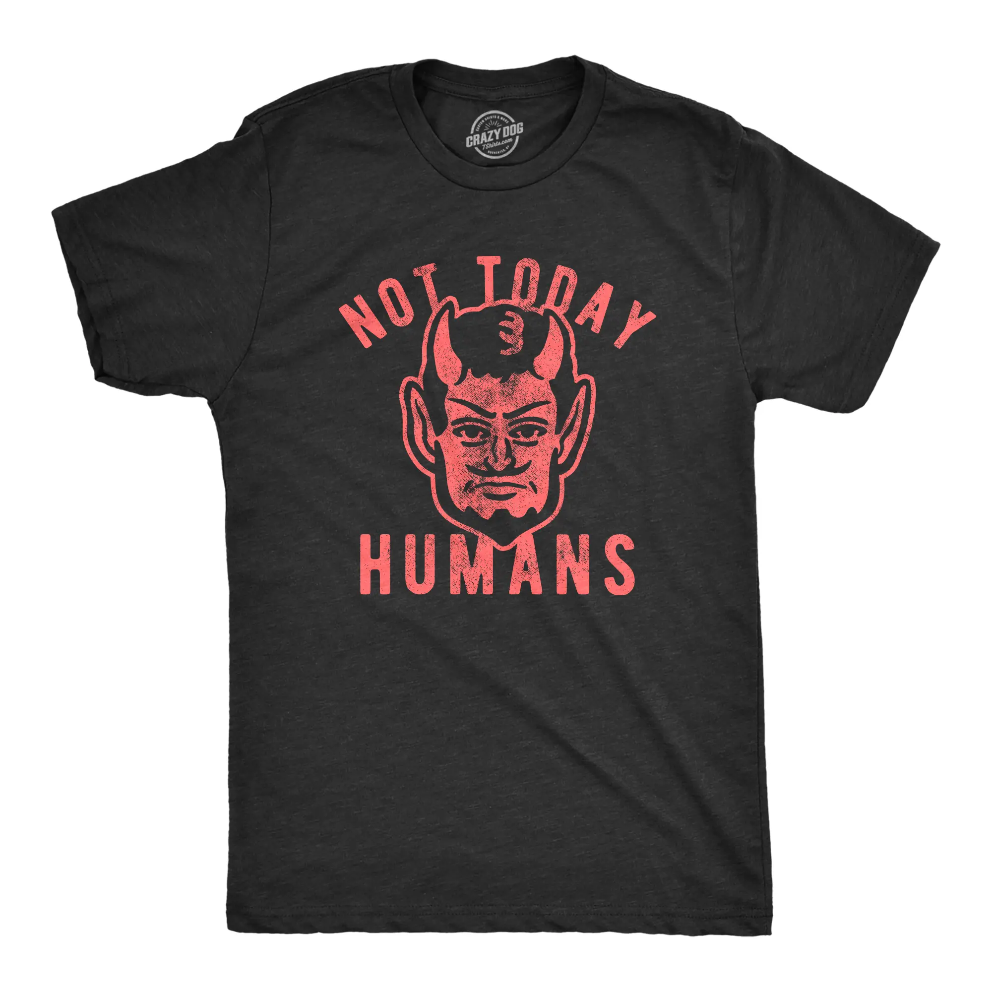 Mens Not Today Humans T Shirt Funny Halloween Satan Graphic Tee Mens Funny T Shirts Cool Vintage Fashion T-Shirt Gift Classic Menswear Halloween Apparel for Men Novelty Tees for Guys Black -