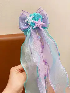 Mermaid Starfish Hair Clip for Girls, Children Lolita Hairstyle Accessory, Princess Braided Side Clip, Beach Vacation Hairband