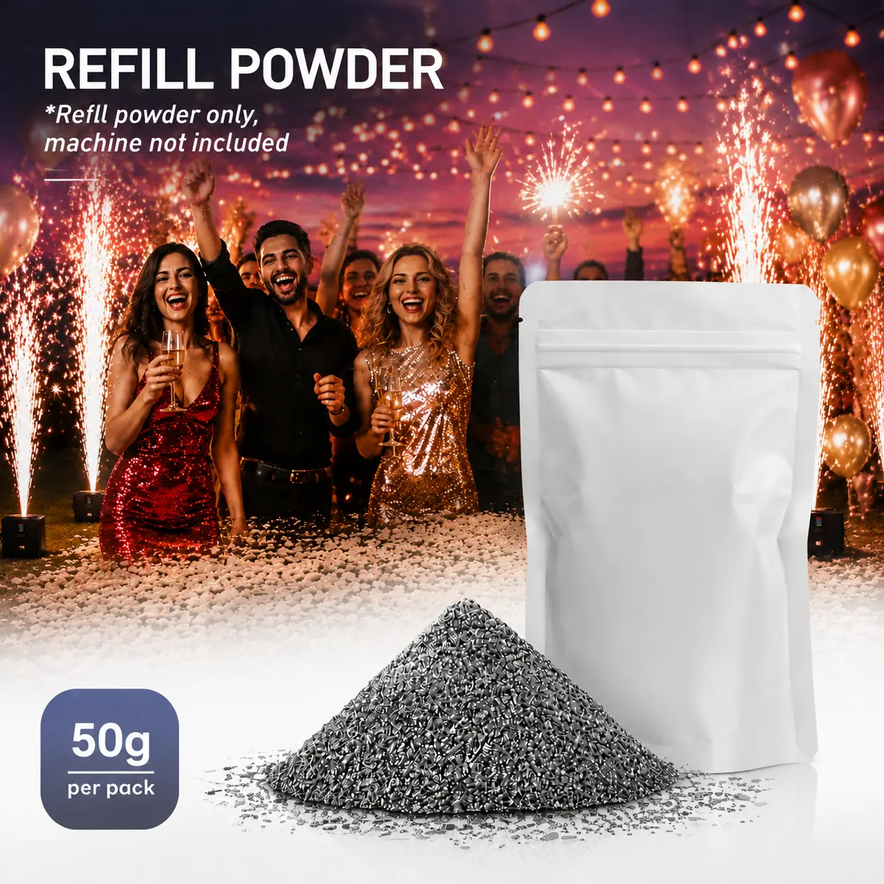 10-Pack 50g Vacuum-Sealed Non-Flammable Cold-Flame Powder Refills, Smokeless Reliable Ignition Accessories for Ceremonies, Holiday Gatherings, Indoor-Outdoor Use (Commercial & Household Appliance Parts)