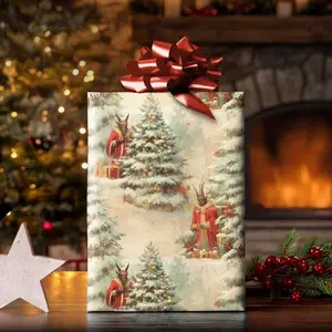 Folklore Krampus Christmas Wrapping Paper, Vintage Winter Scene Gift Wrap for Gothic Holiday Aesthetic