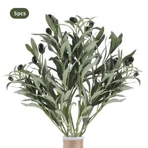 5pcs Realistic Faux Olive Branches with 72 Leaves & Stems - Artificial Olive Tree Plastic Greenery for Vase Centerpiece, Indoor/ Decor, Low-Maintenance Fake Plants for Home, Wedding, Party, Christmas (18 Inch) - Year-Round tiktokshopspringglowup