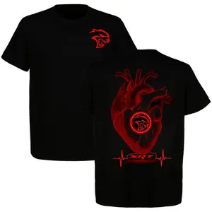 SRT Hellcat Heartbeat T-Shirt, Dodge Muscle Car Shirt With Red Heart Design Unisex Cotton T-Shirt Car Enthusiast Top Menswear, Gift Idea For Men And Women